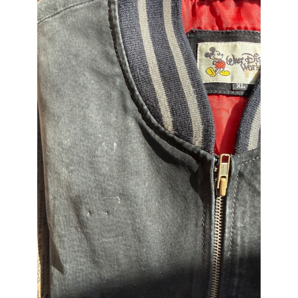 Walt Disney World Mens Suede Varsity Jacket XL Black Vtg Mickey Mouse Millennium - Picture 6 of 11